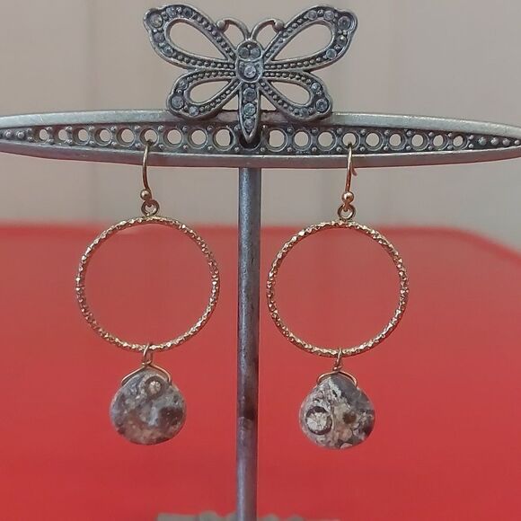 Jewelry - Ocean Jasper Double Drop Dangle Hook Earrings